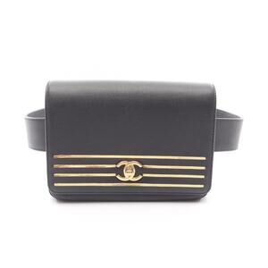 Chanel Coco Mark Waist Bag Calfskin Leather Black
